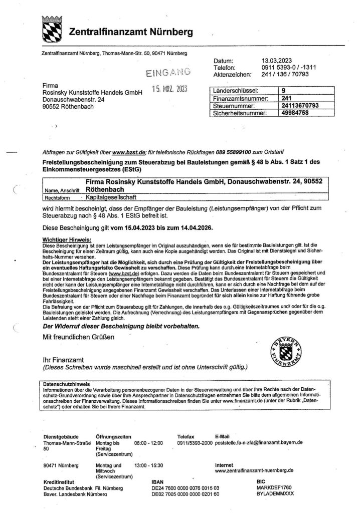 Freistellungsbescheinigung